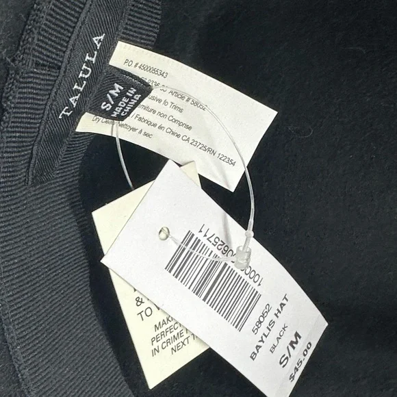 NWT Talula Baylis Hat Small Medium 100% Wool Black Wide Brim Aritzia - Picture 5 of 7